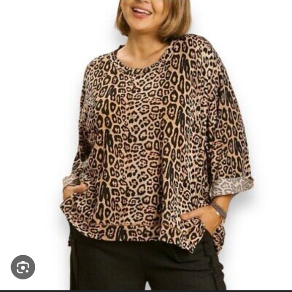 Not For Sell Umgee Brown Tan Bell Sleeve Blouse - Picture 1 of 3